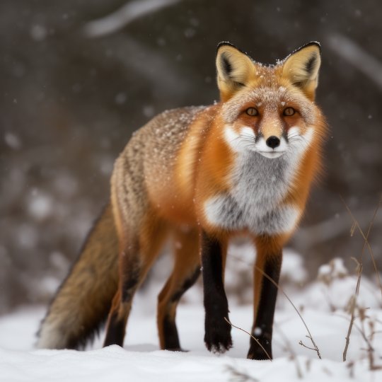 En räv går omkring i snön på jakt efter ett byte.